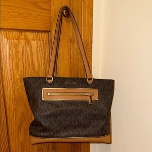 Michael Kors Black and Tan Signature Tote